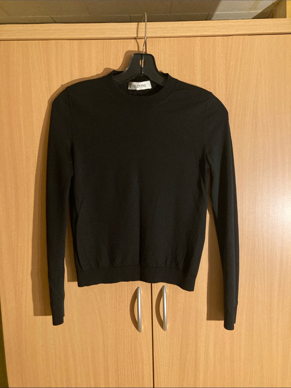 Valentino Black Lightweight Long-Sleeve Crewneck Sweater